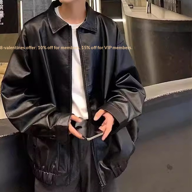 Giacca da aviatore in pelle PU da uomo, alla moda di strada europea e americana, alla moda, comoda e rilassata_voghion.com