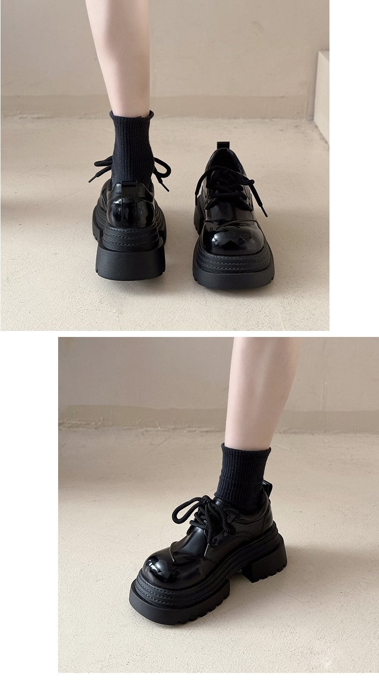 Mocassini con rialzo per donna Voyage Voyage, in morbida pelle europea, con suola spessa, primavera 2025, con punta arrotondata e lacci_voghion.com