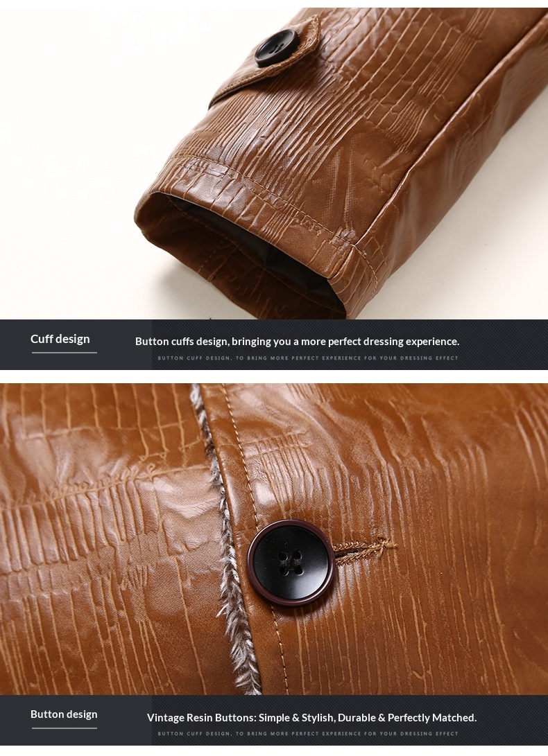 Chaqueta de cuero sintético con forro de piel de oveja cruzada para hombre, talla grande, invierno 2022_voghion.com