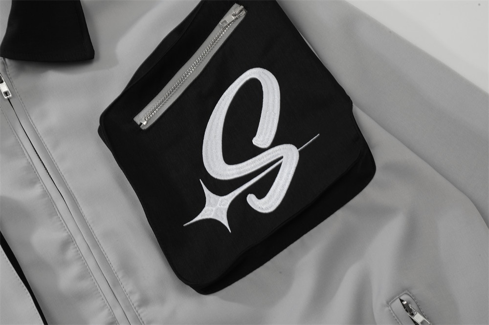 Ragazzo europeo e americano High Street Block Lapel Men Personality Loose Color Contrast Poc Zipper Design Moto_voghion.com