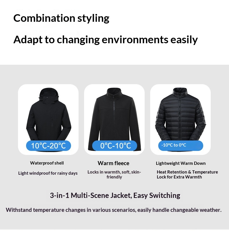 Ensemble deux pièces pour homme, doudoune d'hiver amovible, personnalisable, conforme aux normes nationales._voghion.com