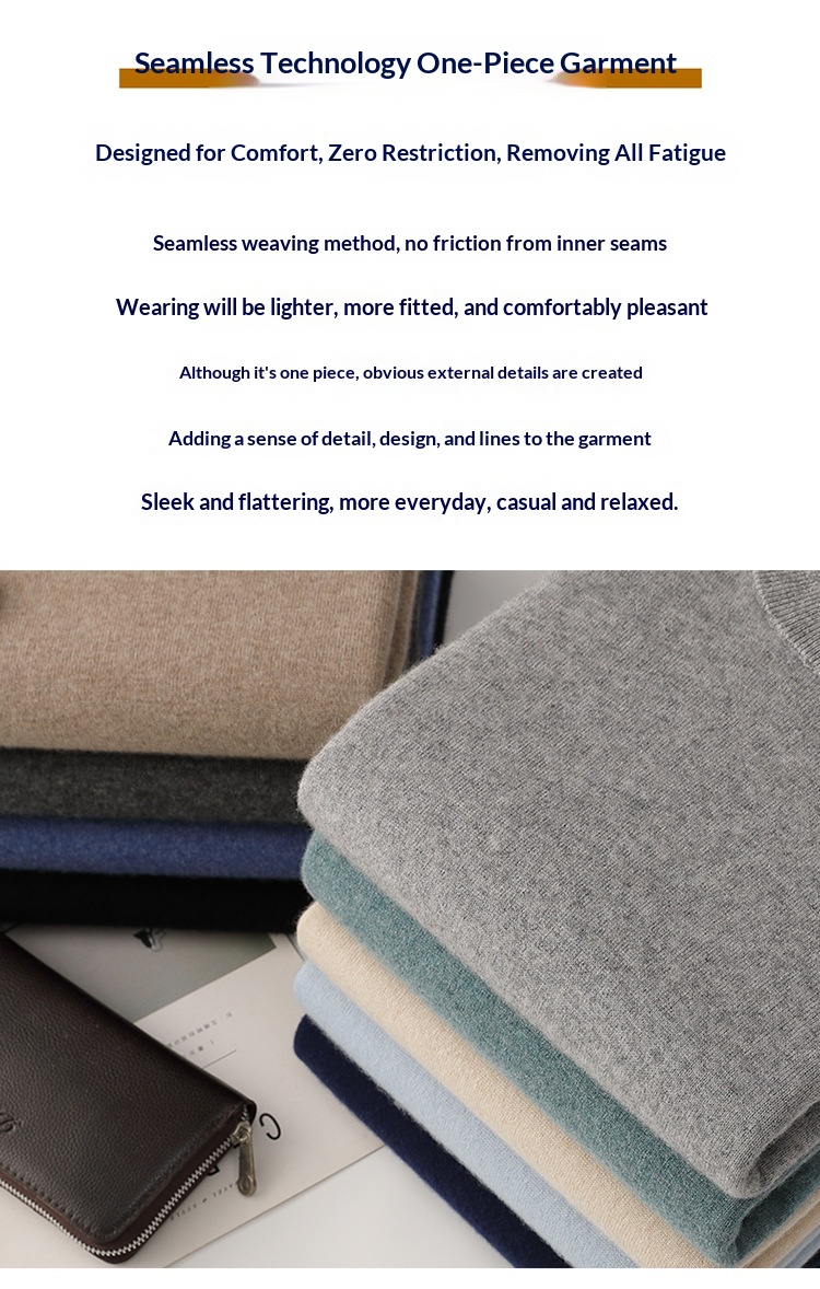 Herren-Strickpullover mit halbem Rollkragen, Herbst/Winter, aus reiner Wolle, einfarbig, dickwandig, stilvoll, Business-Look_voghion.com