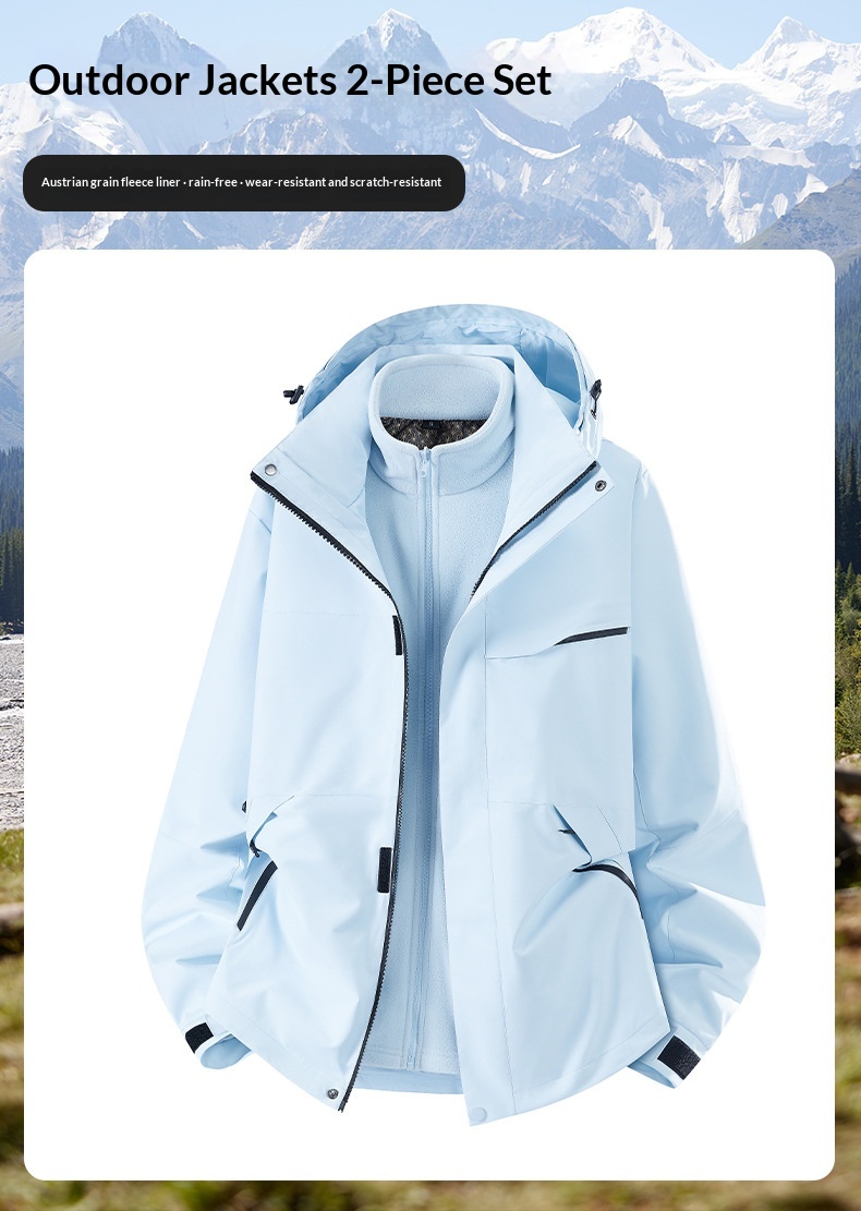 ragazzo Ragazzo Luo Tuo Stesso stile Donna Tre in Uno Escursionismo all'aperto Funzionale Foderato in Pile Idrorepellente Softshell Tre Porte_voghion.com