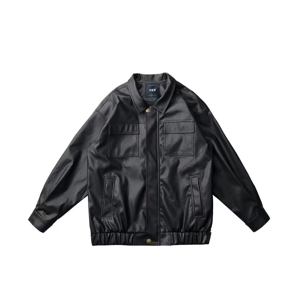 Giacca da motociclista in pelle PU da pilota, stile retrò europeo e americano, da uomo, stile Ins_voghion.com