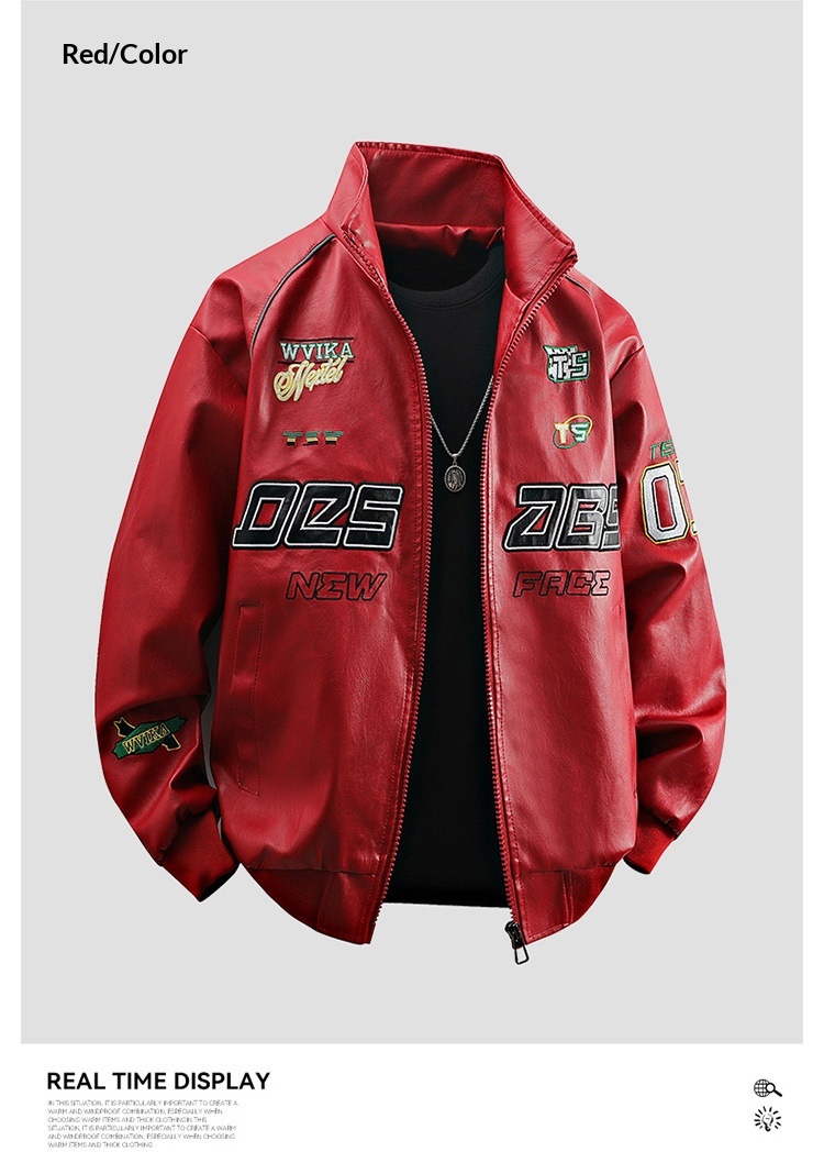 Giacca da motociclista da strada in pelle PU da uomo PU9901, stile retrò hip-hop europeo e americano, pesante_voghion.com
