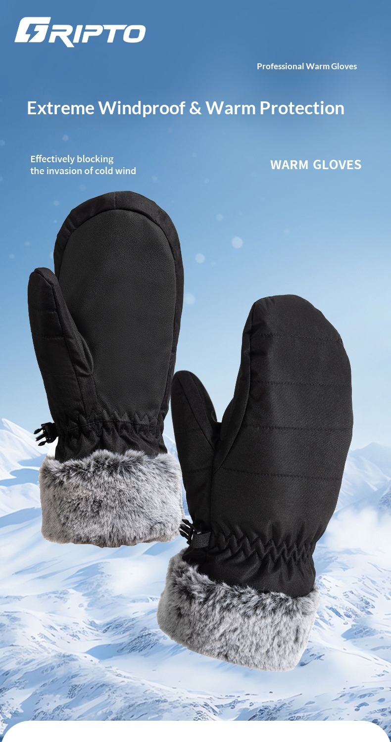 boy Boy Boy Single Board Outdoor Ski For Women Winter Fleece Lined Thickened Waterproof Warm Five-Finger Touchscreen Gloves_voghion.com
