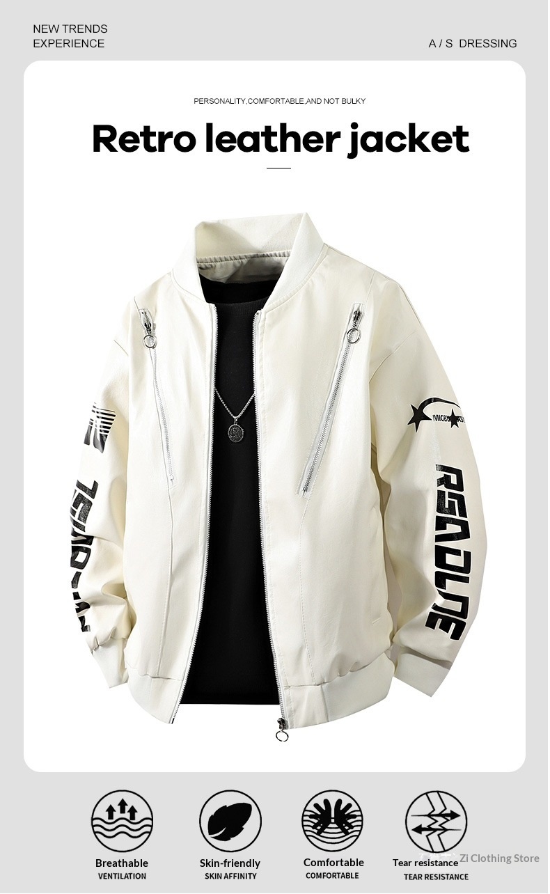 Giacca da motociclista in pelle da uomo larga, stile retrò hip-hop europeo e americano, all'ingrosso transfrontaliero_voghion.com