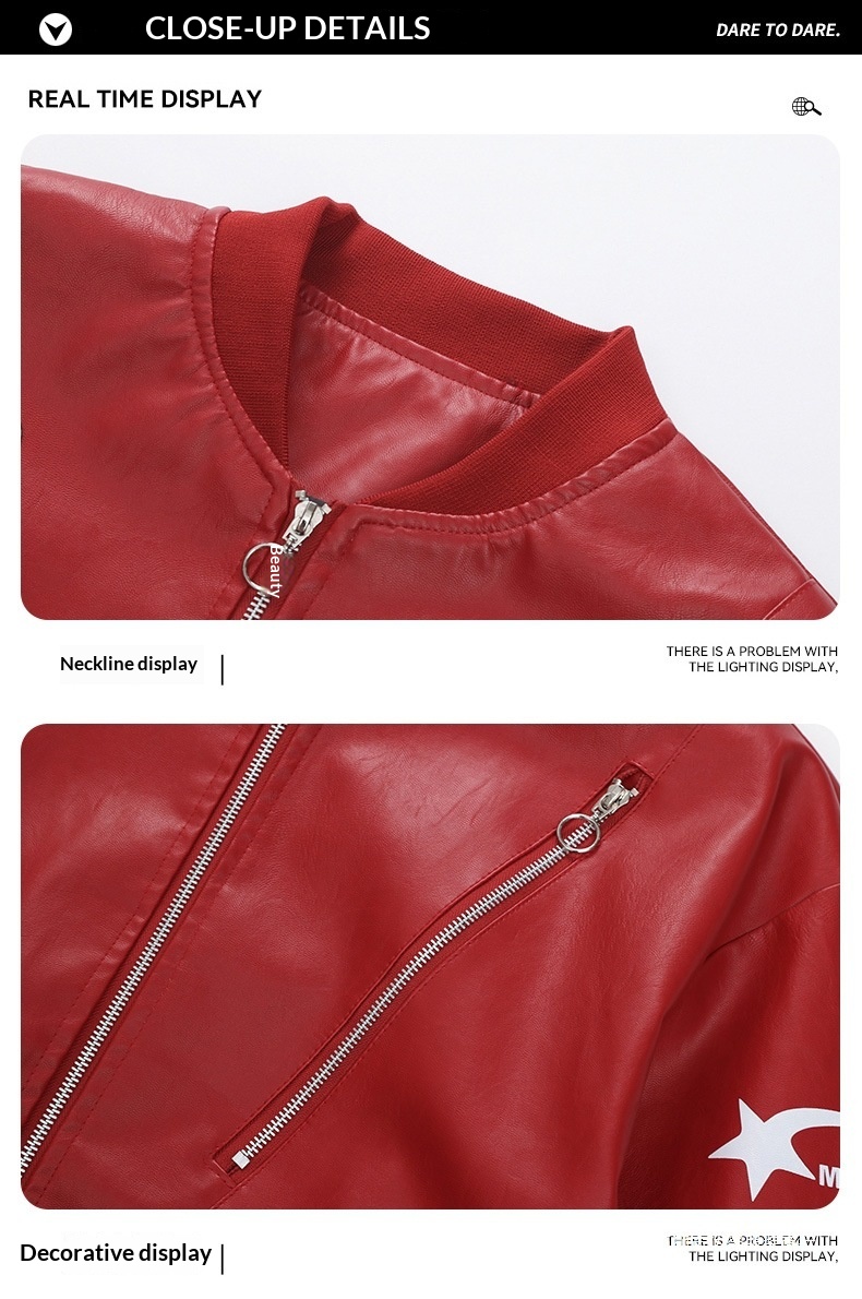 Giacca da motociclista in pelle da uomo larga, stile retrò hip-hop europeo e americano, all'ingrosso transfrontaliero_voghion.com