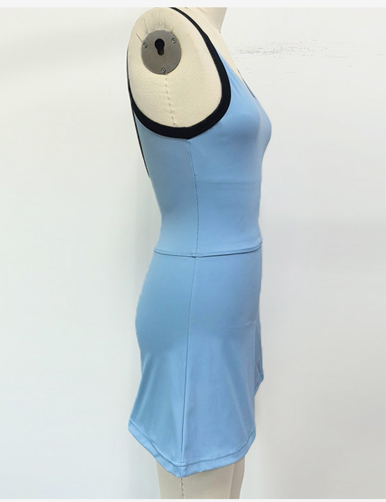 001 Cross-Border Spring Summer U-Back Bare Sensation Tennis Skirt For Women Waist-Cinching Quick-Dry Color-Block Casual_voghion.com
