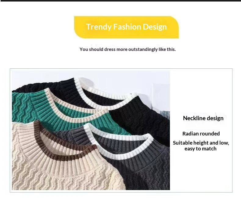 boy Boy Boy Boy Round Neck For Men, Autumn And Win, Lazy Style, Hand-Knitted Base Shirt, Youth Trendy Two-Piece Inner Layer_voghion.com