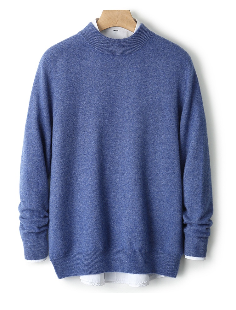 Herren-Strickpullover mit halbem Rollkragen, Herbst/Winter, aus reiner Wolle, einfarbig, dickwandig, stilvoll, Business-Look_voghion.com