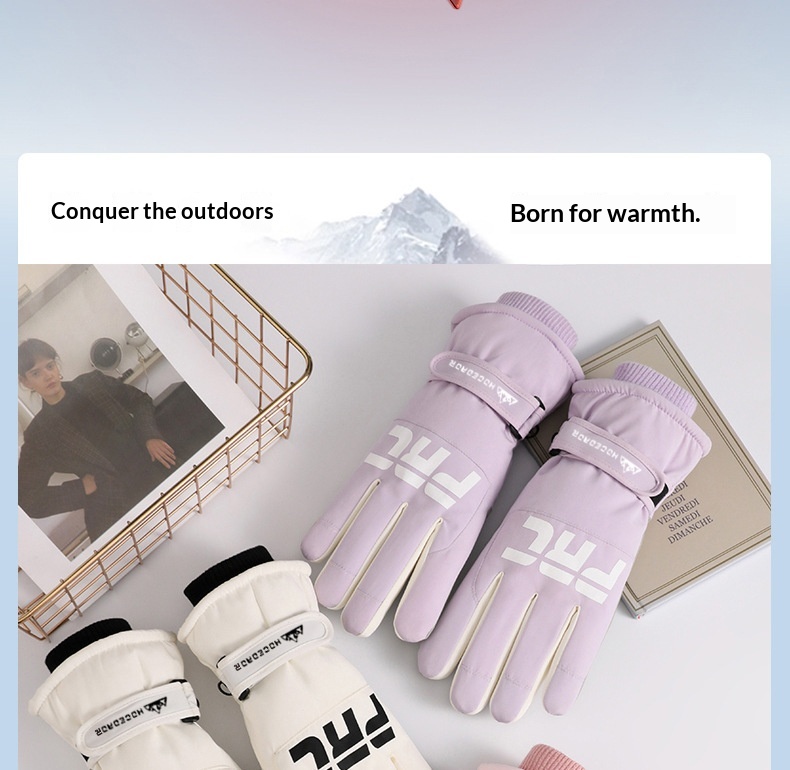boy Boy Boy Winter Ski Gloves For Men And Women, Outdoor Riding, Fleece-Lined, Thickened, Windproof, Water-Resistant, Warm,_voghion.com