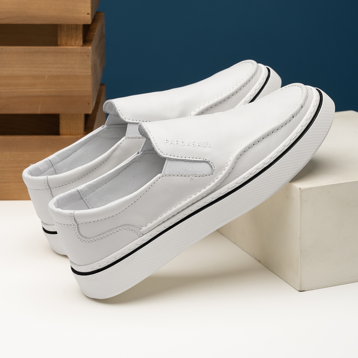 WalkPrime - Mocasines casuales cómodos sin cordones de piel auténtica con suela gruesa para hombre, suministro directo de fábrica, estación europea de primavera_voghion.com