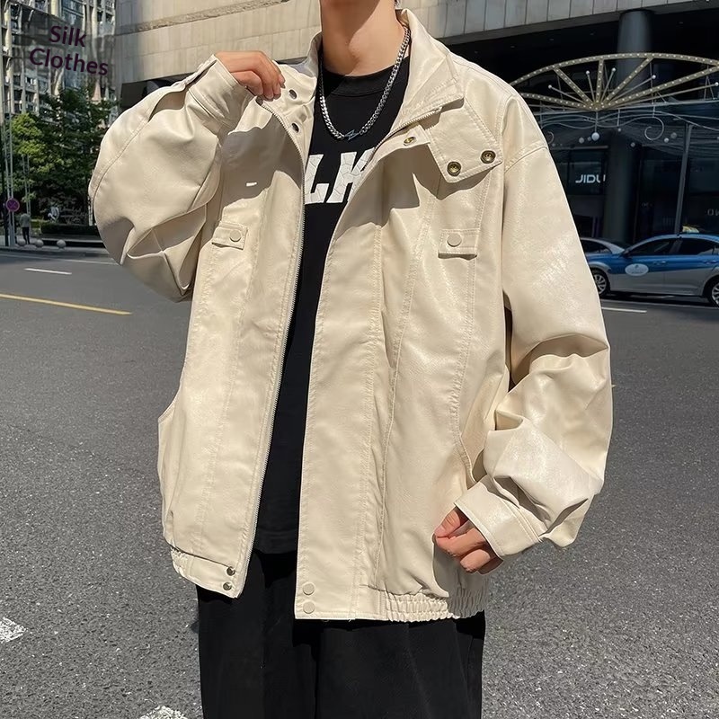 Giacca da motociclista ampia con colletto rovesciato, stile street europeo, primavera e autunno, da uomo, marchio americano alla moda_voghion.com