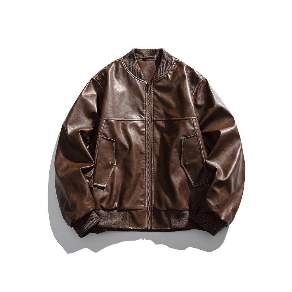 Giacca da motociclista in pelle nera stile retrò americano High Street da ragazzo, stile coppia, cappotto alla moda_voghion.com