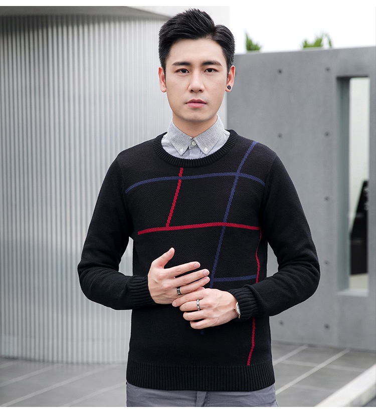 boy Boy Boy Boy Winter New Round Neck For Men Korean Style Color Block Pullover Fashion Trendy Long Sleeve Warm Men's Knitted Sweater_voghion.com