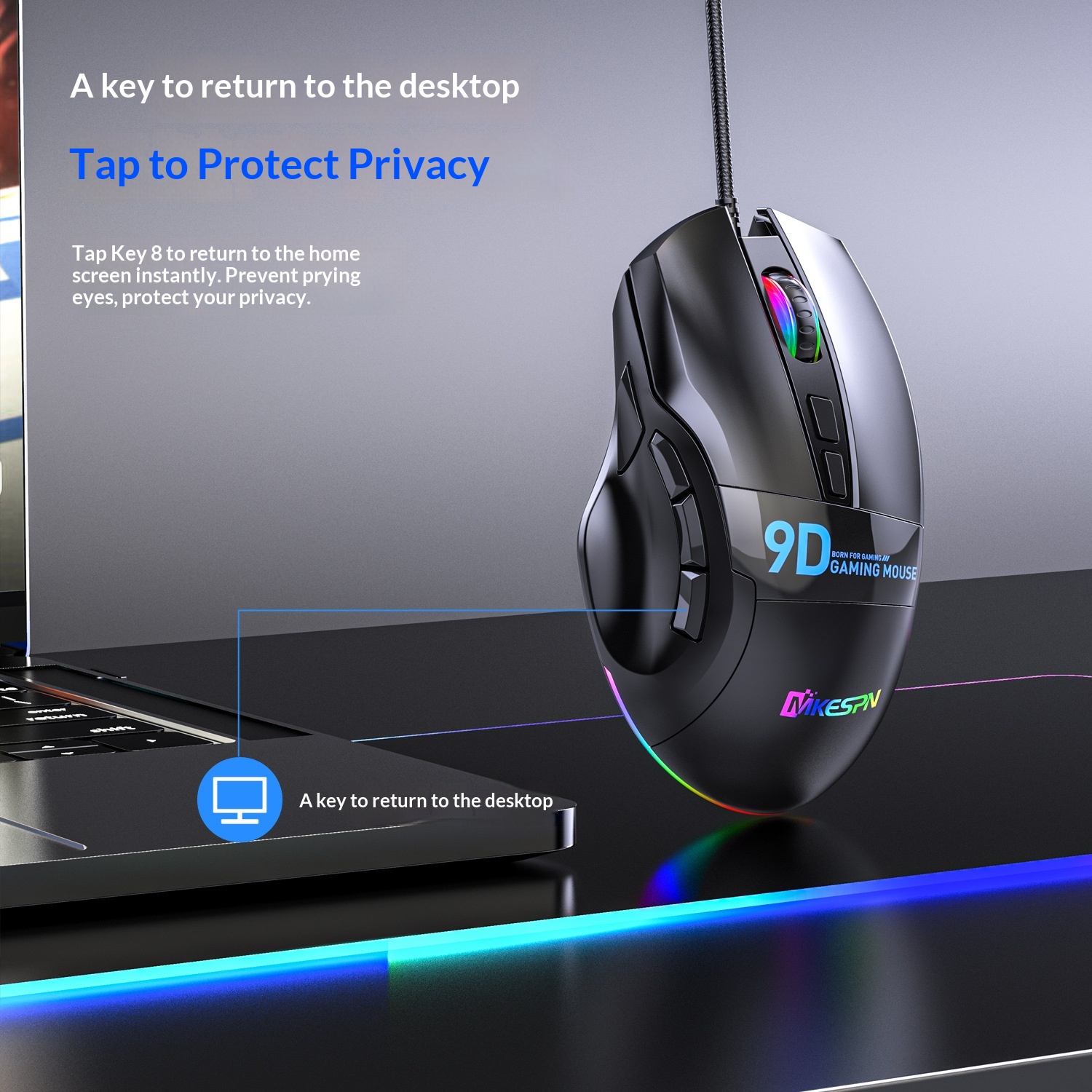 Digitex Digitex 12800 DPI Tam Hızlı Çok Düğmeli Oyun Faresi 9 Düğmeli Kablolu Tek Parça Toplu Bilgisayar Aksesuarları RGB E-Spor Sınıfı_voghion.com