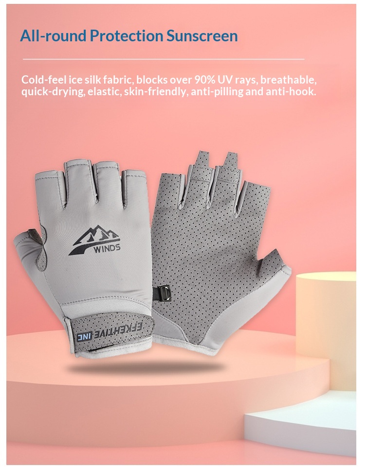boy Boy Boy Sun Protection Gloves Men Sports Fitness Fingerless Summer Thin Ice Silk Breathable Fishing Delivery Riding Driving Half_voghion.com