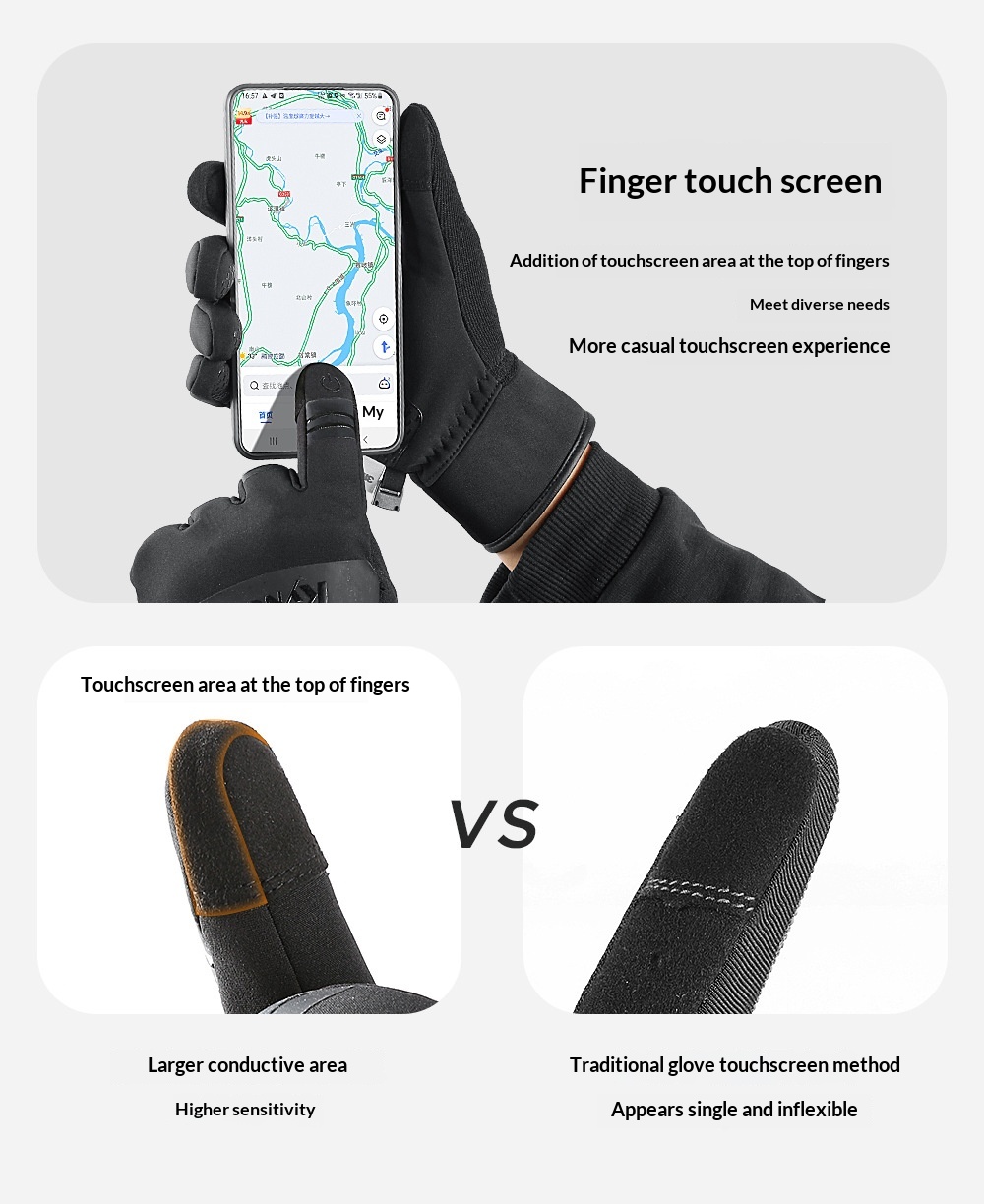 Guanti da ciclismo da esterno per uomo, autunno e inverno, impermeabili, antiscivolo, comodi, foderati in pile, ispessiti,_voghion.com