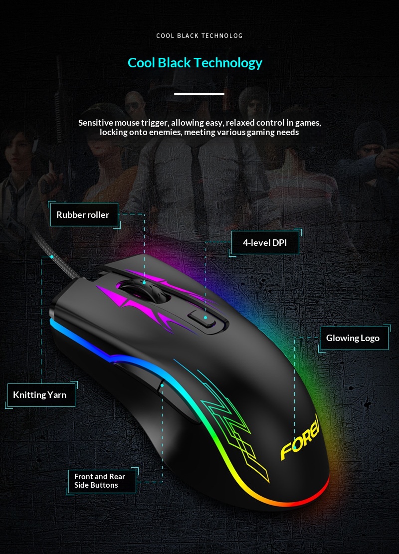 Digitex Digitex Wired FV509 Cool RGB Marquee Effect Oyun Bilgisayarı Toptan Mekanik Fare_voghion.com