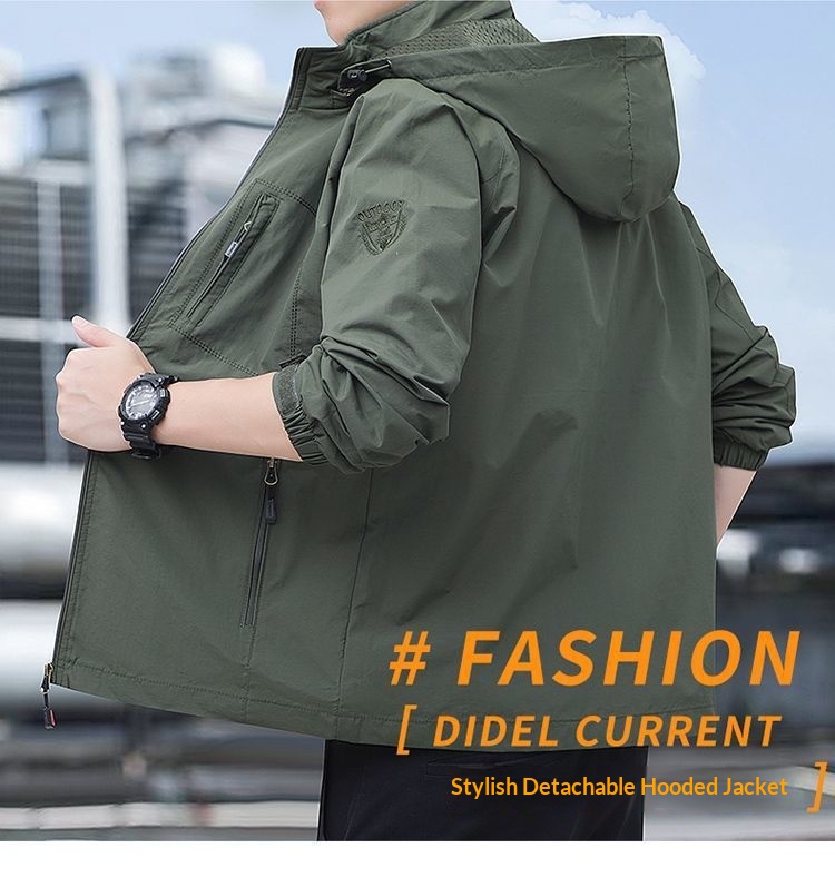 ragazzo Ragazzo Giacca Casual Larga Cappotto Giacca a Vento Staccabile Nuovo Cappuccio Antivento Abbigliamento da Uomo per Esterni Stagione Autunnale_voghion.com