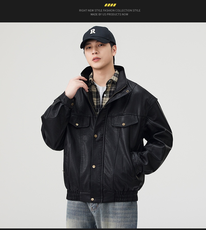 Giacca in pelle PU da pilota alla moda di strada europea e americana da uomo, alla moda, alla moda, in vendita all'ingrosso_voghion.com