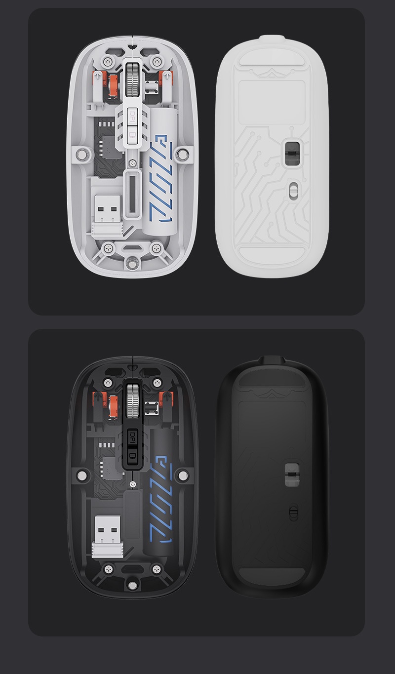 Digitex Digitex Transparent Wireless Bluetooth Dual-Mode Silent Office Optical Gaming Computer 2.4G Rechargeable Mouse_voghion.com