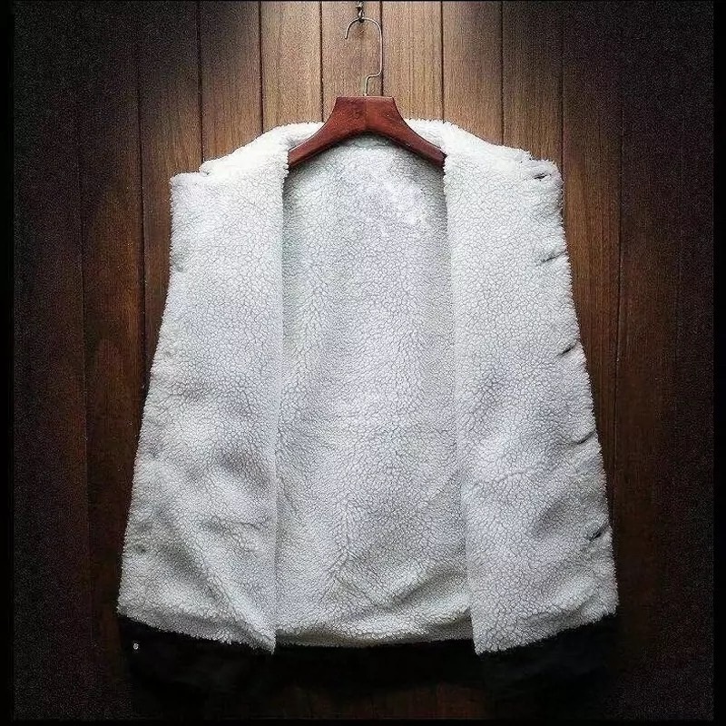 boy Boy 2023 Autumn Winter Loose Workwear Jacket Fleece Lined Thick Versatile Trendy Men's Denim Clothing_voghion.com