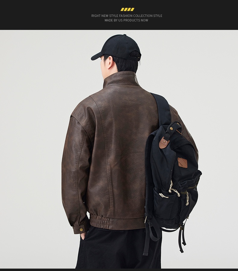 Giacca in pelle PU da pilota alla moda di strada europea e americana da uomo, alla moda, alla moda, in vendita all'ingrosso_voghion.com