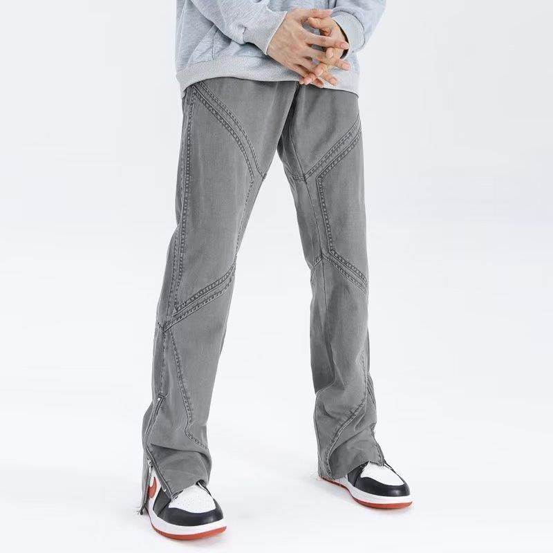 Jeans délavés tendance pour homme, style européen et américain, pantalon décontracté à fermeture éclair, ambiance printemps-été._voghion.com