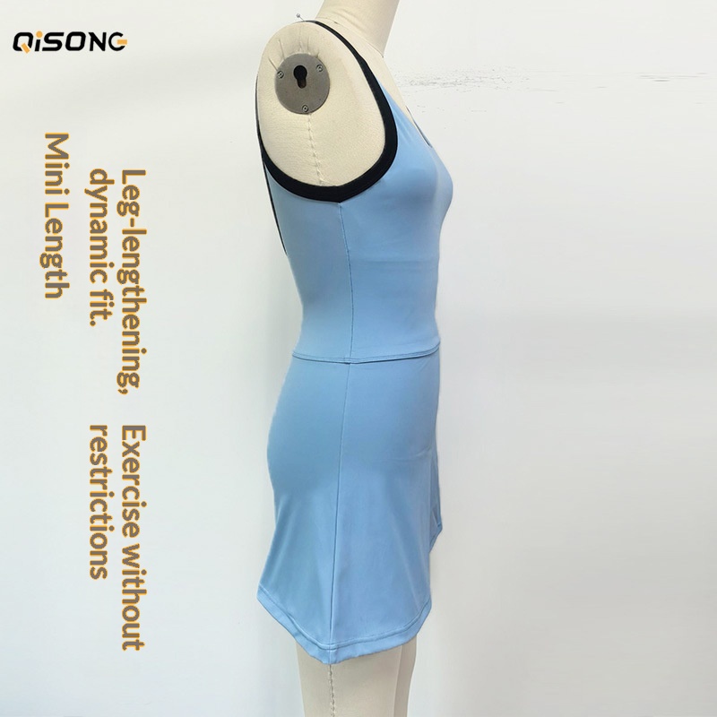 001 Cross-Border Spring Summer U-Back Bare Sensation Tennis Skirt For Women Waist-Cinching Quick-Dry Color-Block Casual_voghion.com