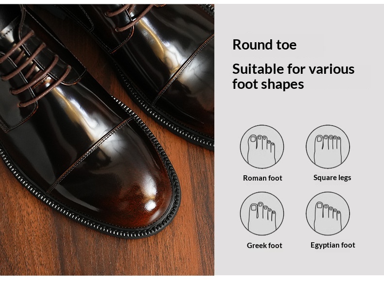 Scarpe derby formali da uomo Voyage in pelle a tre giunture, primo strato di fodera in pelle bovina, punta tonda, suola spessa, lucide_voghion.com