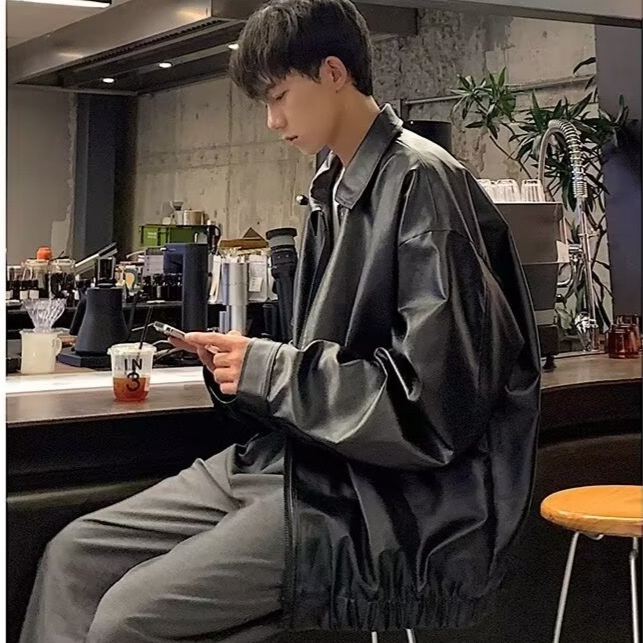 Giacca da aviatore in pelle PU da uomo, alla moda di strada europea e americana, alla moda, comoda e rilassata_voghion.com