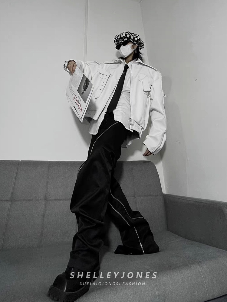 Giacca da motociclista in pelle PU di alta qualità, stile punk decostruito, stile europeo e americano, versatile, tendenza_voghion.com