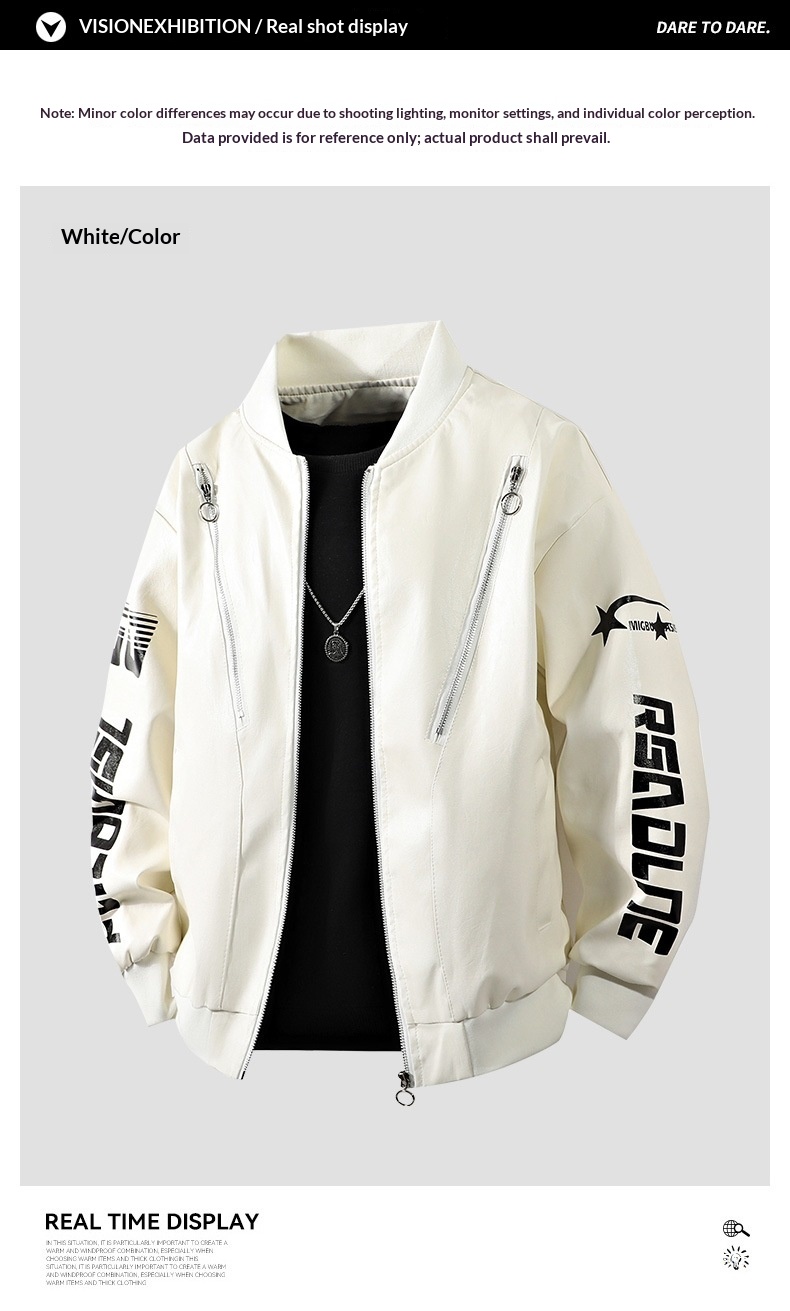 Giacca da motociclista in pelle da uomo larga, stile retrò hip-hop europeo e americano, all'ingrosso transfrontaliero_voghion.com