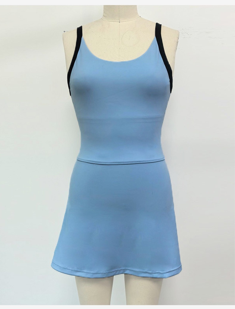 001 Cross-Border Spring Summer U-Back Bare Sensation Tennis Skirt For Women Waist-Cinching Quick-Dry Color-Block Casual_voghion.com