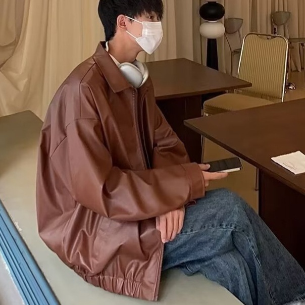 Giacca da aviatore in pelle PU da uomo, alla moda di strada europea e americana, alla moda, comoda e rilassata_voghion.com