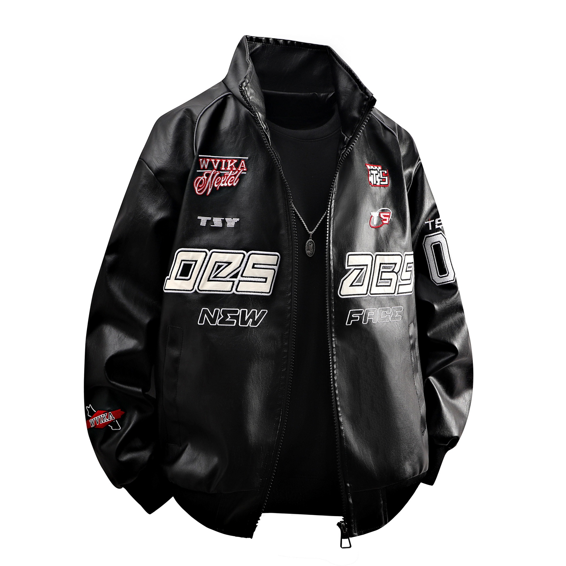 Giacca da motociclista da strada in pelle PU da uomo PU9901, stile retrò hip-hop europeo e americano, pesante_voghion.com