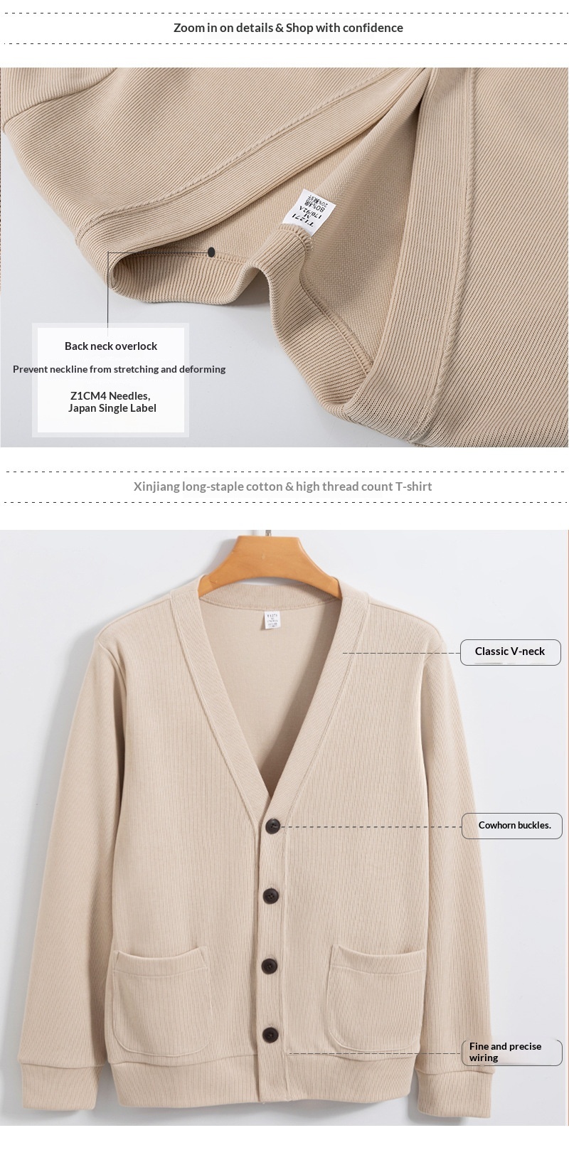 Cardigan lavorato a maglia per donna, lavabile in lavatrice, felpa con scollo a V in cotone Xinjiang, cardigan da donna, giacca piccola per_voghion.com