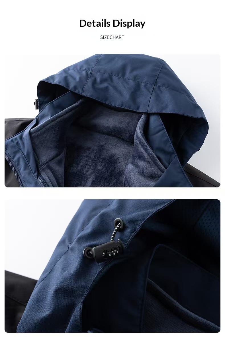 boy Boy 2024 Large Size Outdoor For Men Waterproof Windproof Detachable Windbreaker Jacket Coat With Removable Hood_voghion.com