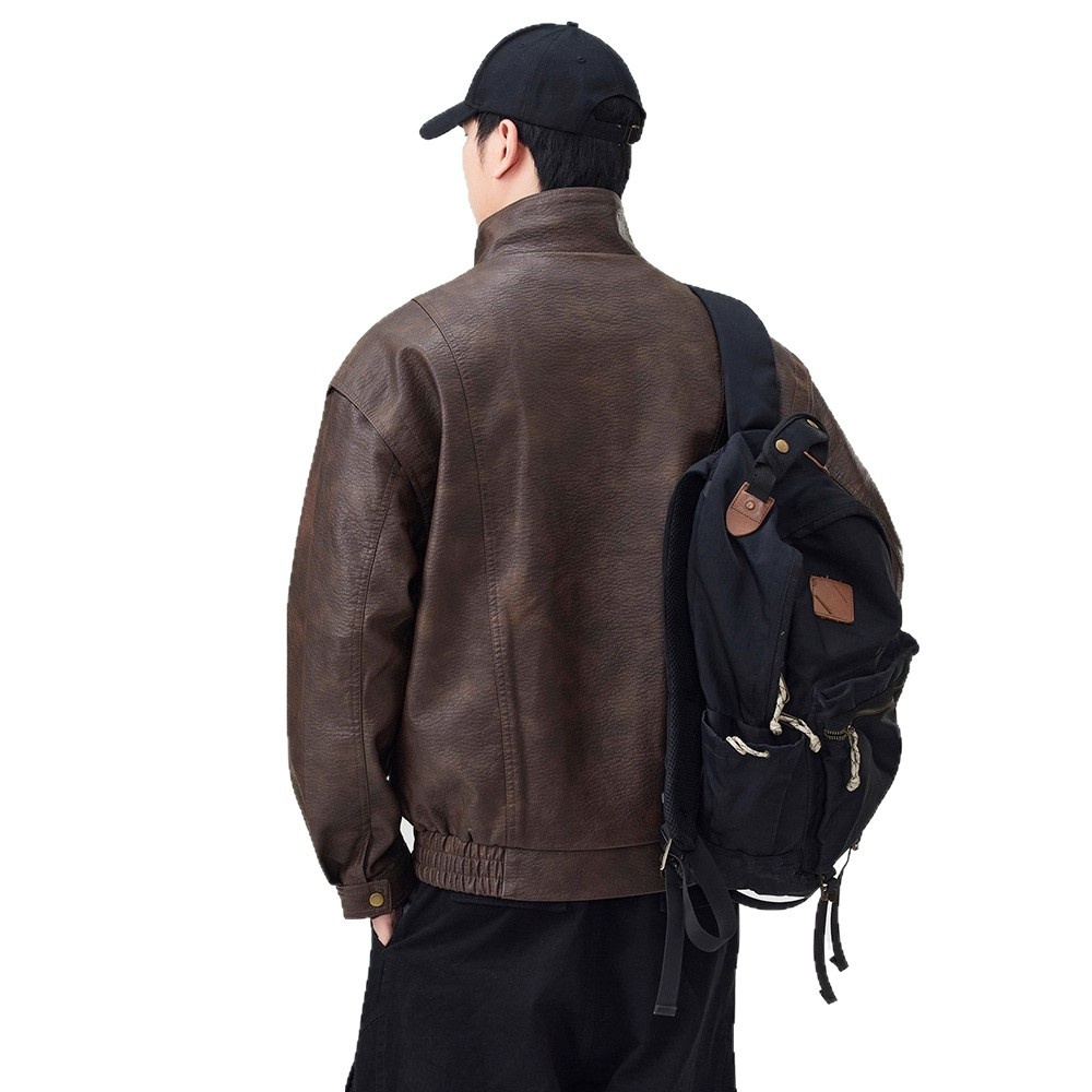 Giacca in pelle PU da pilota alla moda di strada europea e americana da uomo, alla moda, alla moda, in vendita all'ingrosso_voghion.com