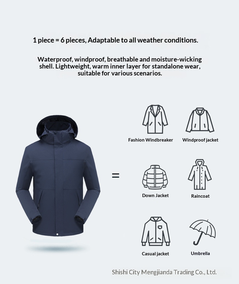 Jungen Herbst Winter Hardshell Paar Freizeitjacke Winddicht Warm Wasserdicht Fleece Herren Damen Zweiteiliges Set Gruppenkauf_voghion.com