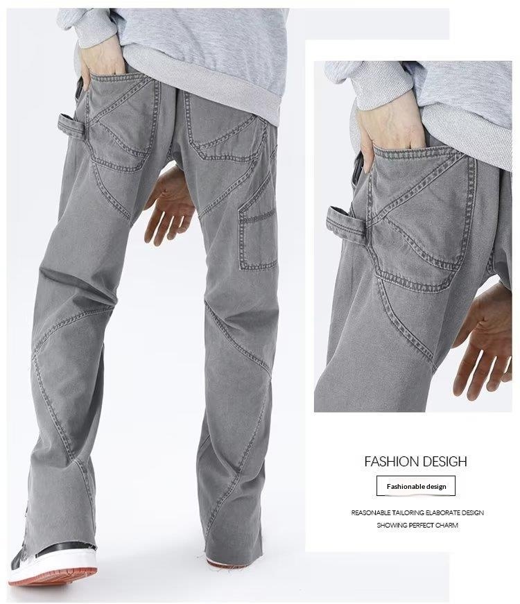 Jeans délavés tendance pour homme, style européen et américain, pantalon décontracté à fermeture éclair, ambiance printemps-été._voghion.com
