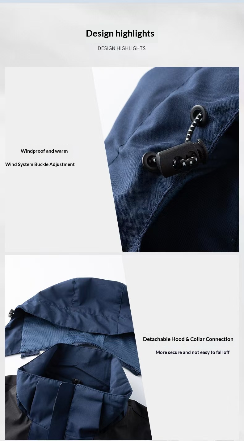 boy Boy 2024 Large Size Outdoor For Men Waterproof Windproof Detachable Windbreaker Jacket Coat With Removable Hood_voghion.com