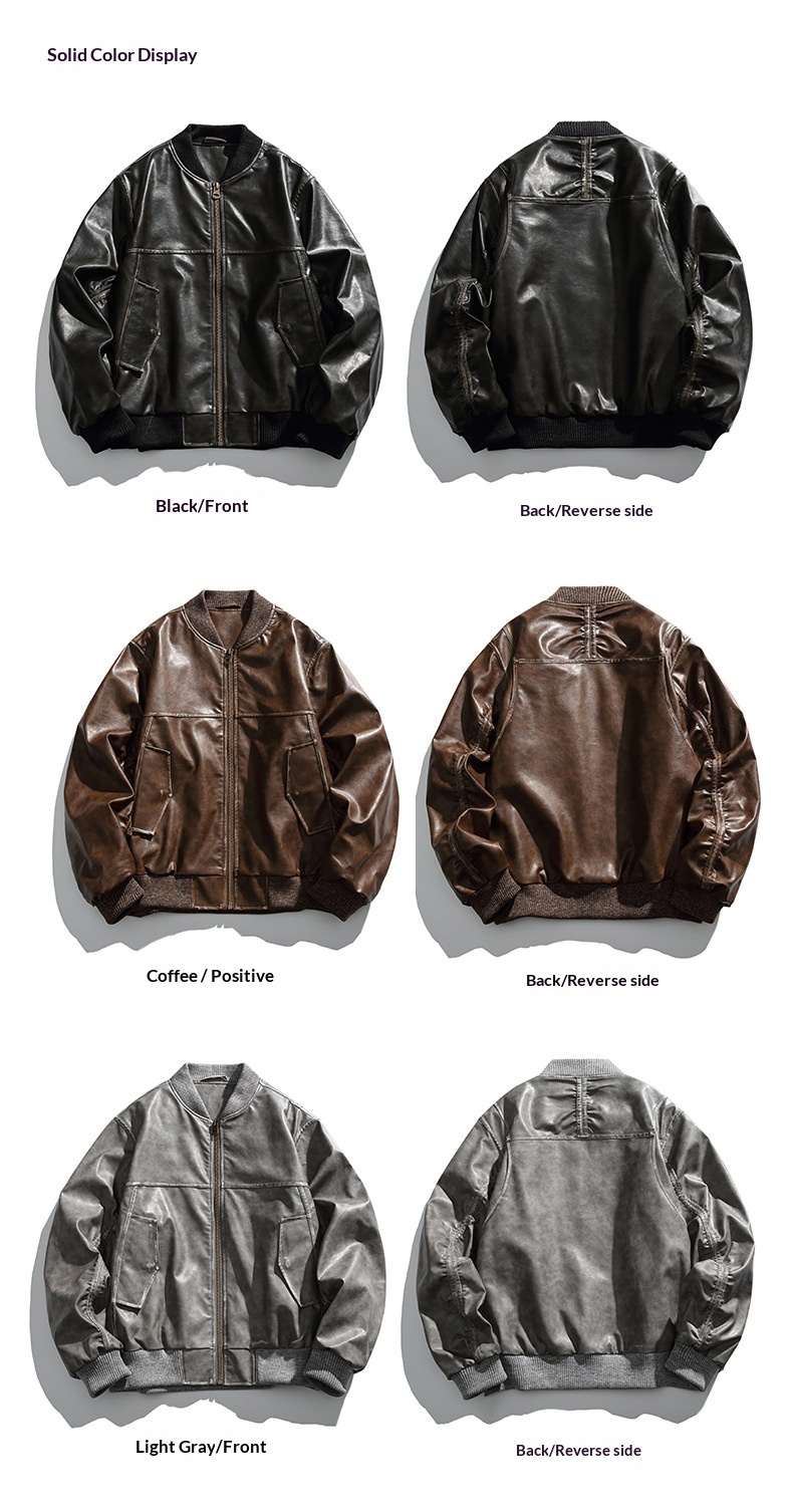 Giacca da motociclista in pelle nera stile retrò americano High Street da ragazzo, stile coppia, cappotto alla moda_voghion.com