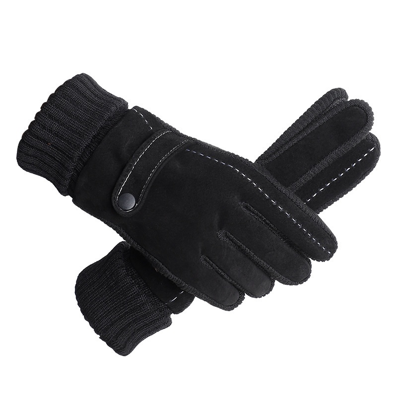 boy Boy Boy Pigskin Gloves Men Winter Fleece Lined Thickened Warm Motorcycle Riding Electric Bike Anti-Slip Outdoor Skiing_voghion.com