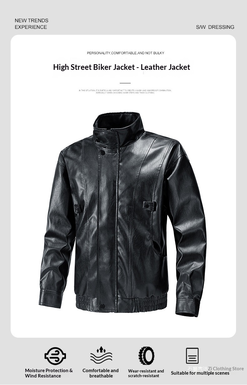 ragazzo Moda di strada europea e americana all'ingrosso transfrontaliera larga per uomo, stile di coppia alla moda, pelle nera da motociclista_voghion.com