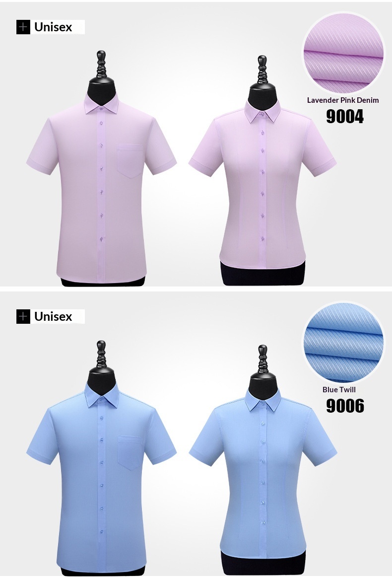 Liquid Ammonia Non-Iron Short Professional Slim Fit White Collar Korean Style High-End Shirt Printed Unisex_voghion.com