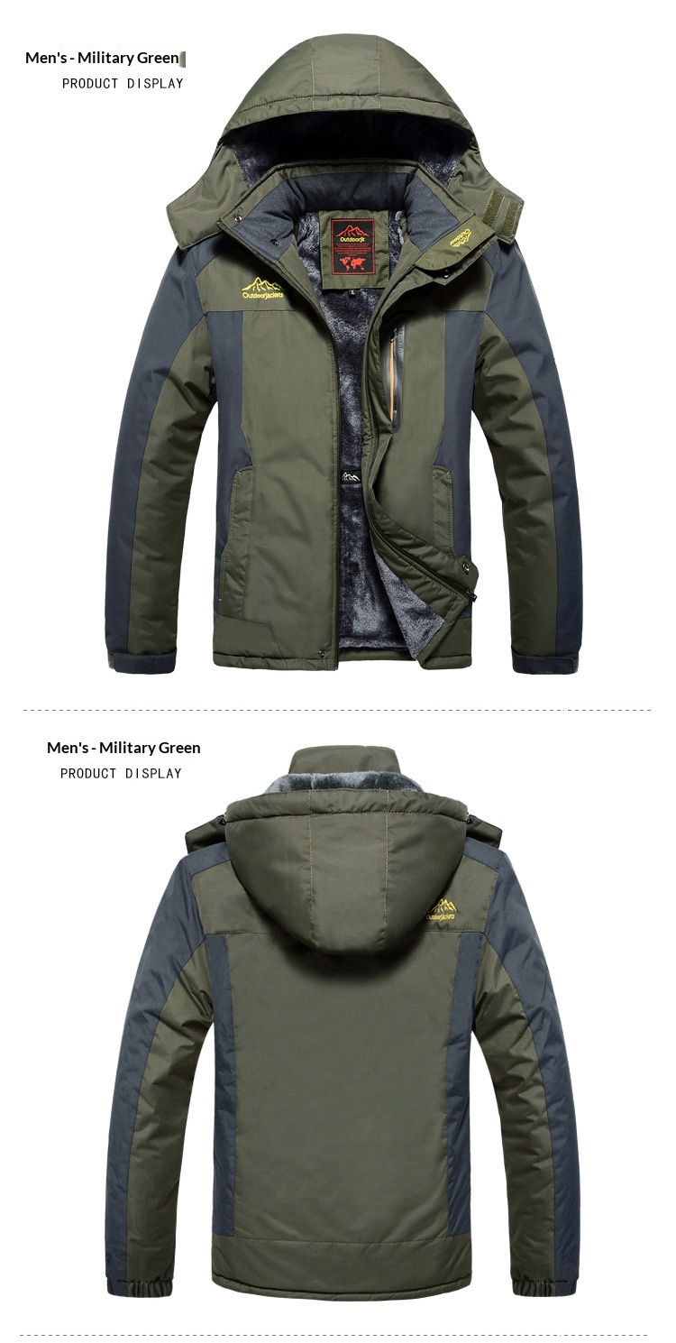 ragazzo Ragazzo 2025 Nuovo transfrontaliero di grandi dimensioni da uomo, giacca a vento spessa foderata in pile, sport all'aria aperta, caldo alpinismo_voghion.com