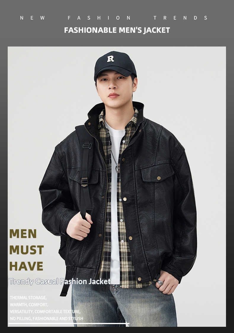 Giacca in pelle PU da pilota alla moda di strada europea e americana da uomo, alla moda, alla moda, in vendita all'ingrosso_voghion.com